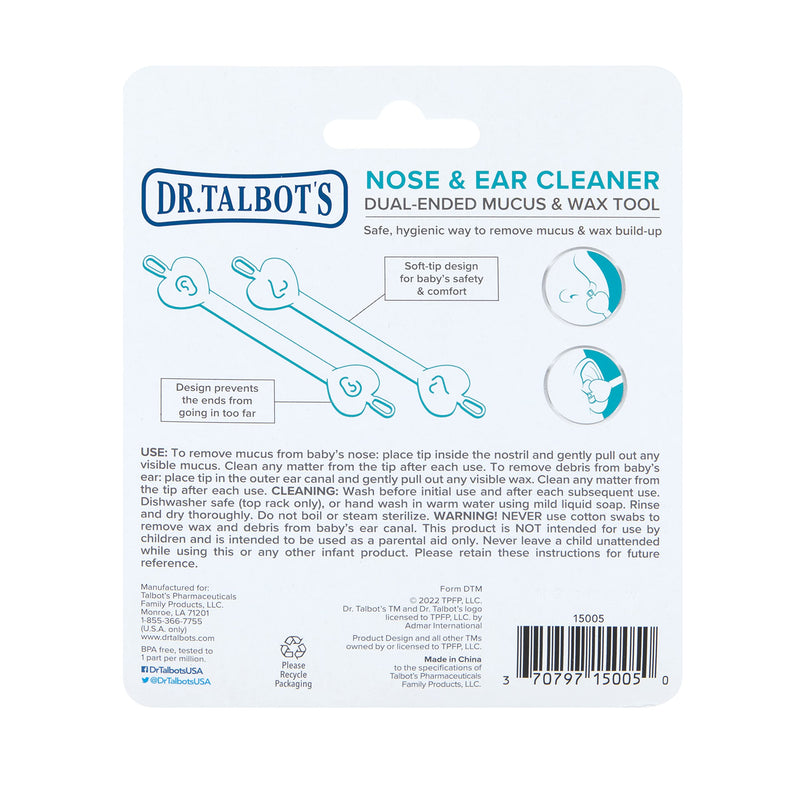 [Australia] - Dr. Talbot's Safe Ear Wax Removal Tool and Nose Cleaner for Baby with Travel Case, 2-Pack, Boy Blue and Green 