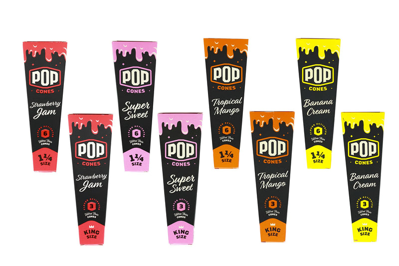 [Australia] - Pop Cones- Cones with a Flavor Burst Pop ( Wraps, Papers, Cones) (All 4 Flavors, 1 1/4), Red, Yellow, Blue, Orange All 4 Flavors 