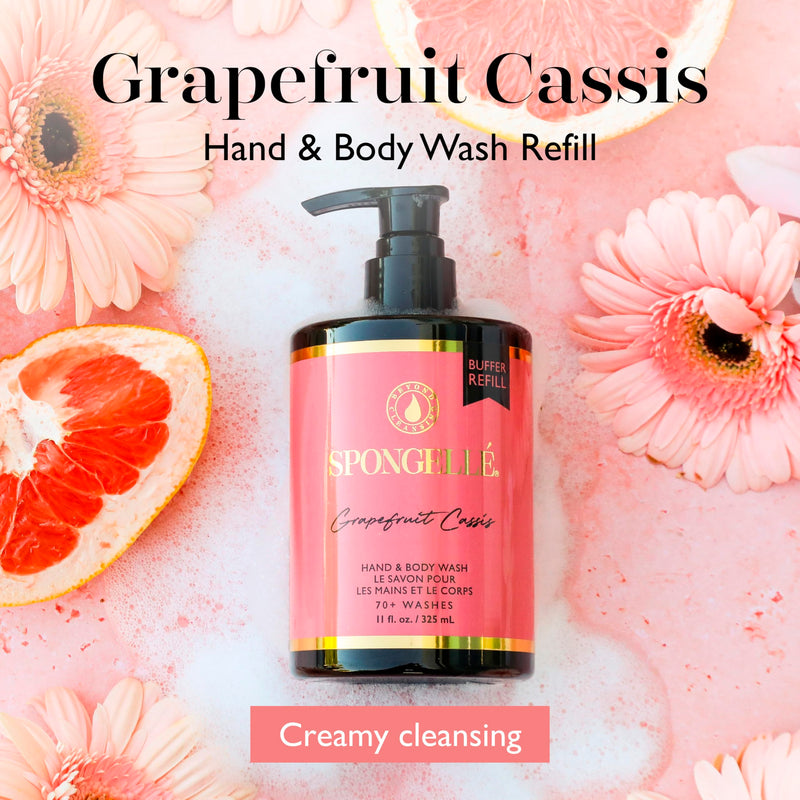 [Australia] - Spongelle Grapefruit Cassis Pedi Buffer, Body Scrubber and Refill Hand & Body Wash Bundle 