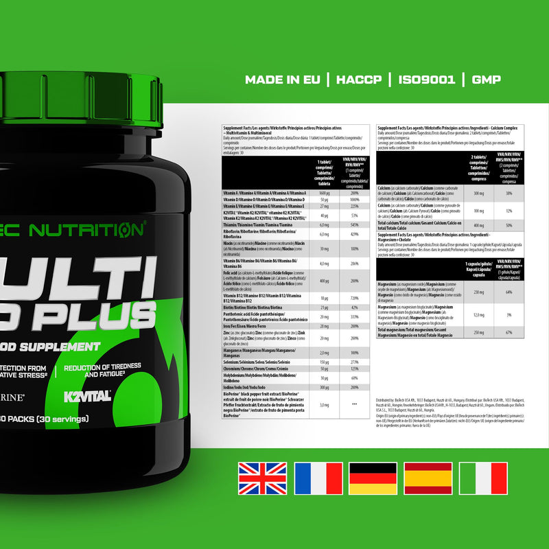 Scitec Nutrition Multi Pro Plus - 29-in-1 Multivitamin Food Supplement with Omega-3, Calcium, and Ginseng - 30 Day Supply in Convenient Sachets