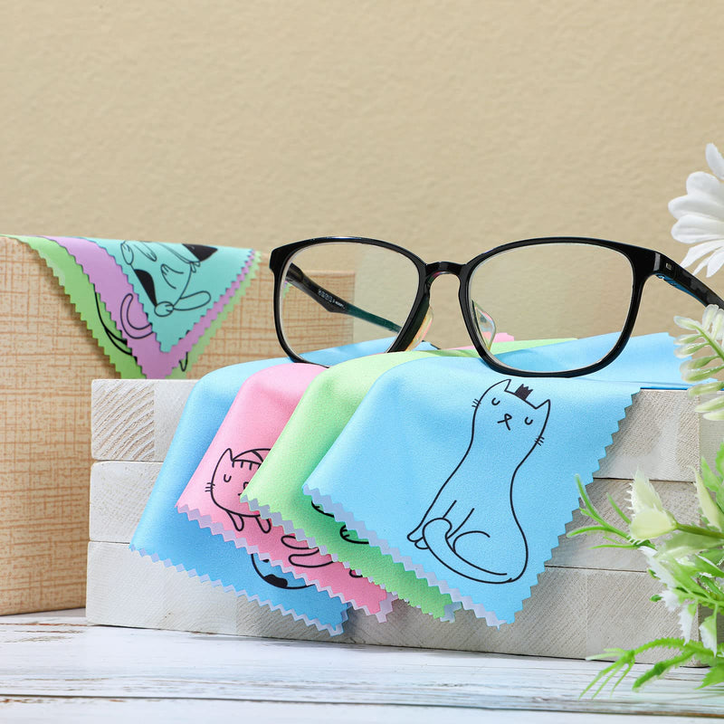 [Australia] - Sinmoe 20 Pcs Microfiber Cleaning Cloth Cute Kitty Cat Design Microfiber Cloth Gift Soft Multicolor Glasses Cleaner Cloth for Eyeglasses Camera Lens Cell Phone Screens Glasses, 6 x 6 Inches (Cat) 