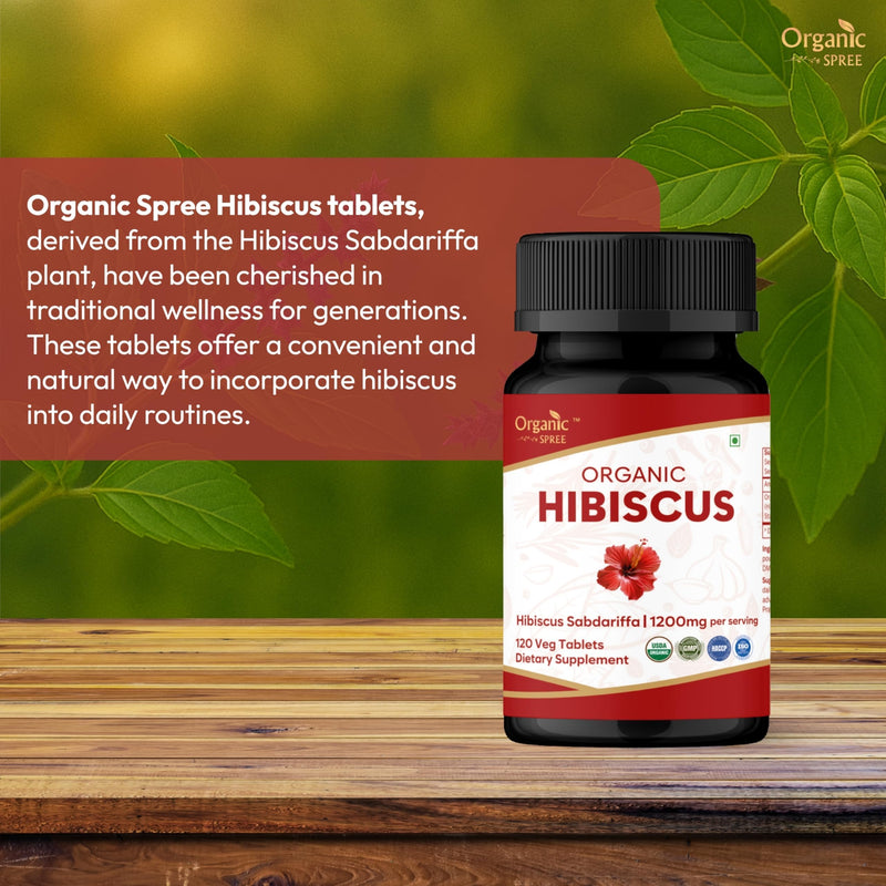ORGANIC SPREE Hibiscus 120 Tablets | Hibiscus Sabdariffa (Gudhal) | USDA Organic Certified | Dietary Supplement - 120 Tablets*