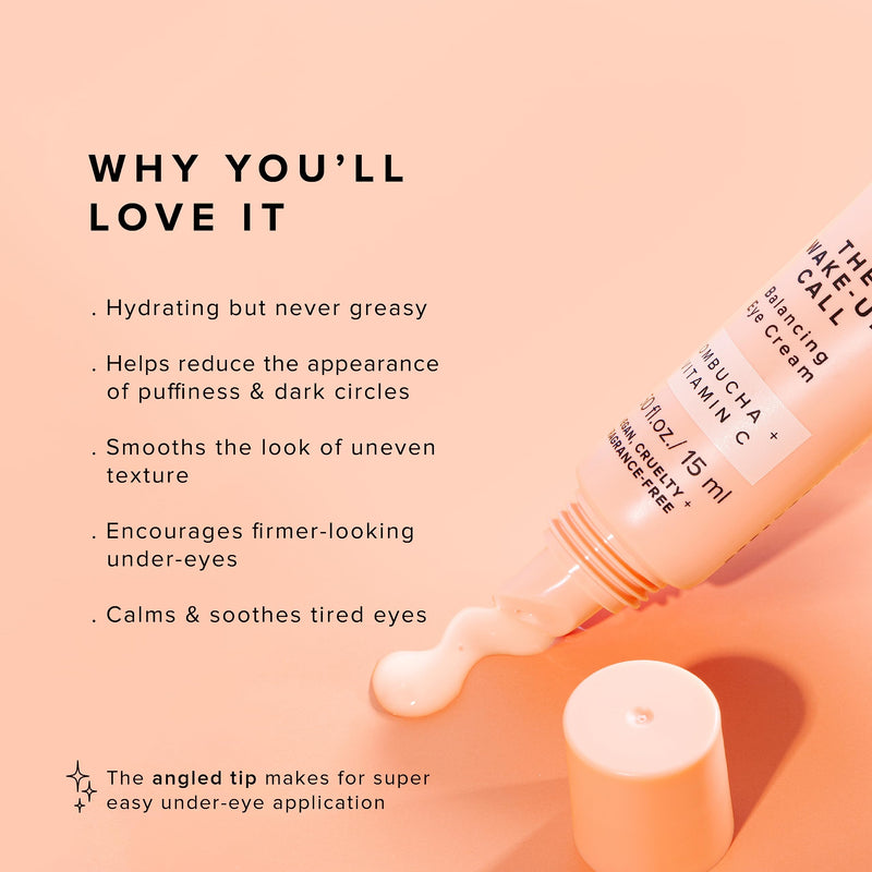 Avatara - Kombucha The Wake-Up Call Eye Cream, For Dark Circles and Puffiness, Under Eye Moisturizer with Caffeine, Vitamin C, and Tumeric, Caffeine Eye Cream for All Skin Types, 0.05 Fl. Oz.