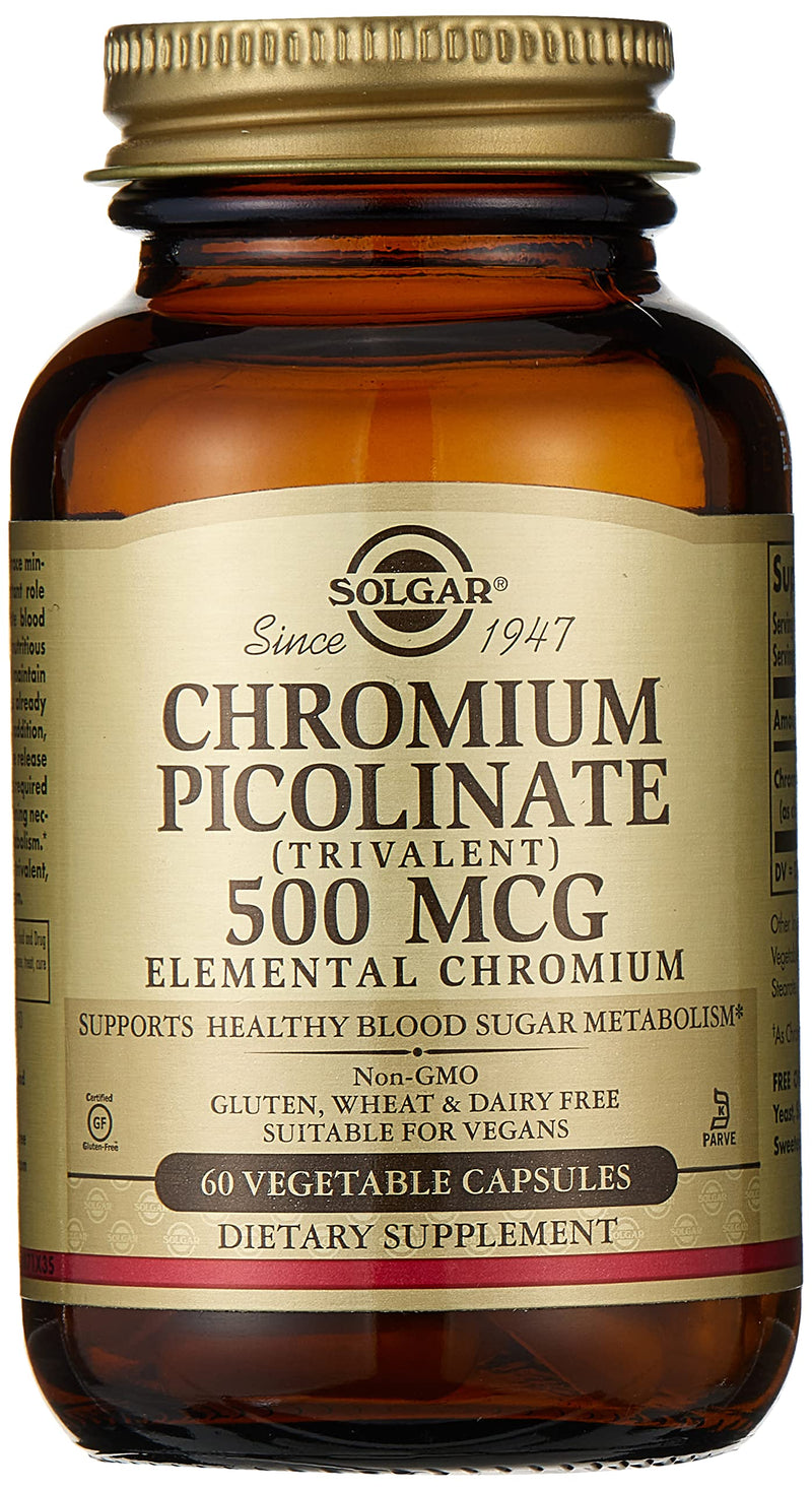 Solgar Chromium Picolinate 500 mcg, 60 Vegetable Capsules