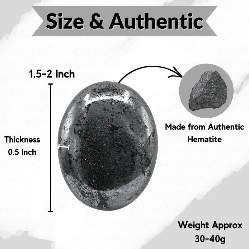 [Australia] - Hematite Crystals and Healing Stones - Large Palm Stone Crystals Piedra - Crystal for Good Luck, Balanced Positive Energy, Meditation - Unique Stocking Stuffers and Birthday Gifts for Women, Men Hematite 