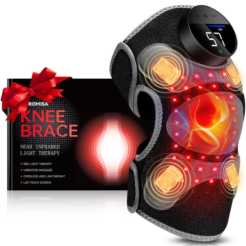 [Australia] - Upgraded PRO Red Light Therapy Knee Brace & 4 Vibration Massage - Wireless Rechargeable Controller, 660nm&850nm Red Light Therapy Heated Device for Knee/Elbow/Shoulder Pain Upgraded Knee 