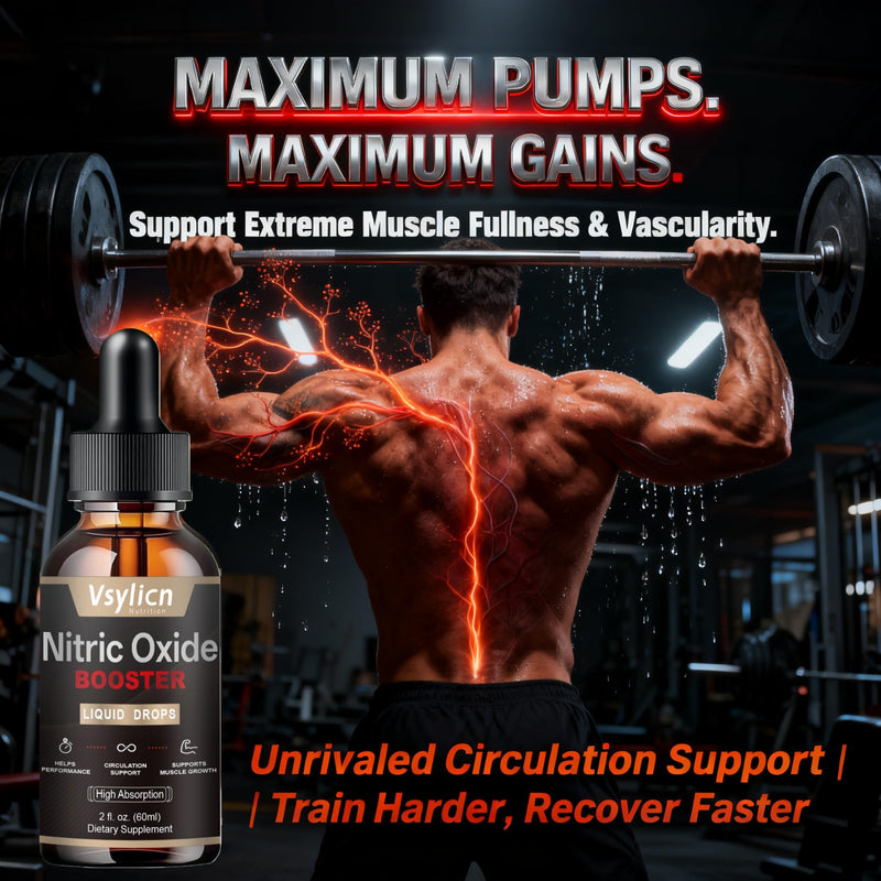Nitric Oxide Supplements for Men, Nitric Oxide Booster with L-Arginine, L-Citrulline | Energy, Circulation & Muscle Recovery | Pre Workout for Men & Women | Endurance & Performance | 60ml Vegan
