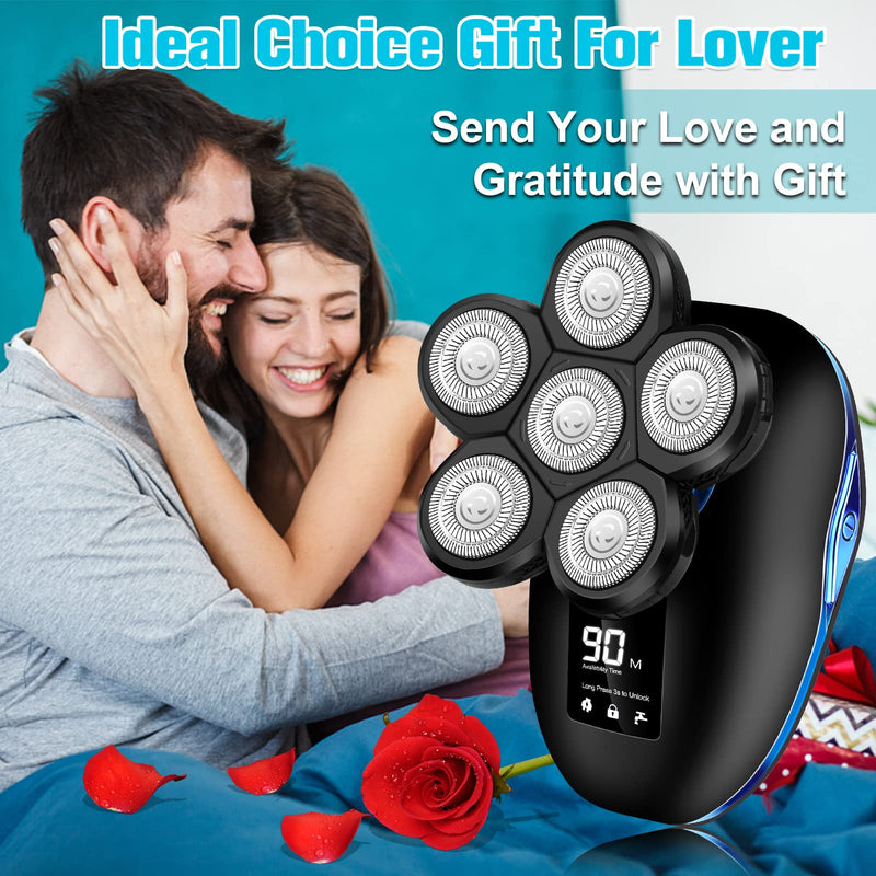 [Australia] - Head Shaver for Bald Men,6-in-1 Electric Shaver for Bald Head 6D Wet/Dry Waterproof Mens Electric Razor Head Shavers Mens Grooming Kit Cordless Rechargeable Face Head Shaving Rotary Shavers 