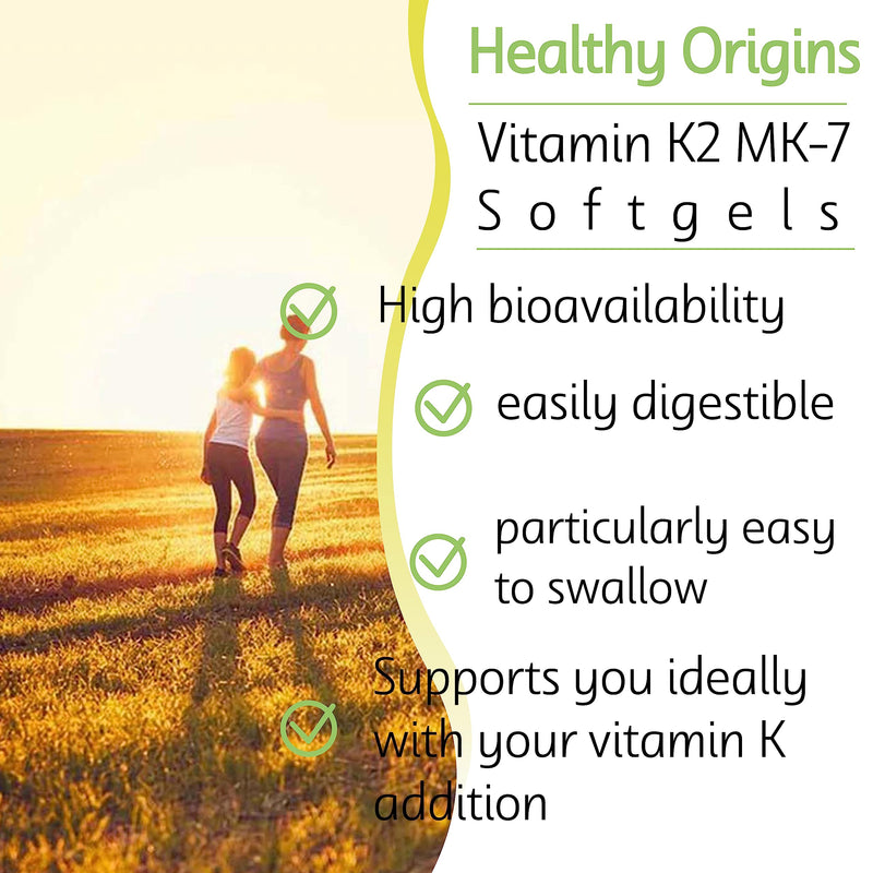 Healthy Origins, Vitamin K2 as MK-7, 100 mcg, 60 Vegetarian Softgels, High Strength, Gluten Free, SOYA Free, Non-GMO 60 Capsules