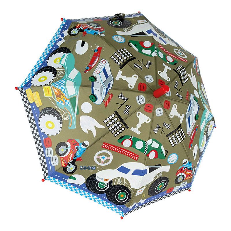 Floss and Rock Cars Colour Changing Umbrella, 27.5-inches Height, Umbrellas for Kids