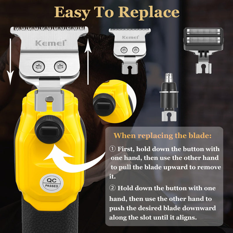 [Australia] - KEMEI 1878 Beard Trimmer for Men, 3 in 1 Hair Clippers, Shavers for Men, Cordless Nose Hair Trimmer with Removable Head, LED Display 