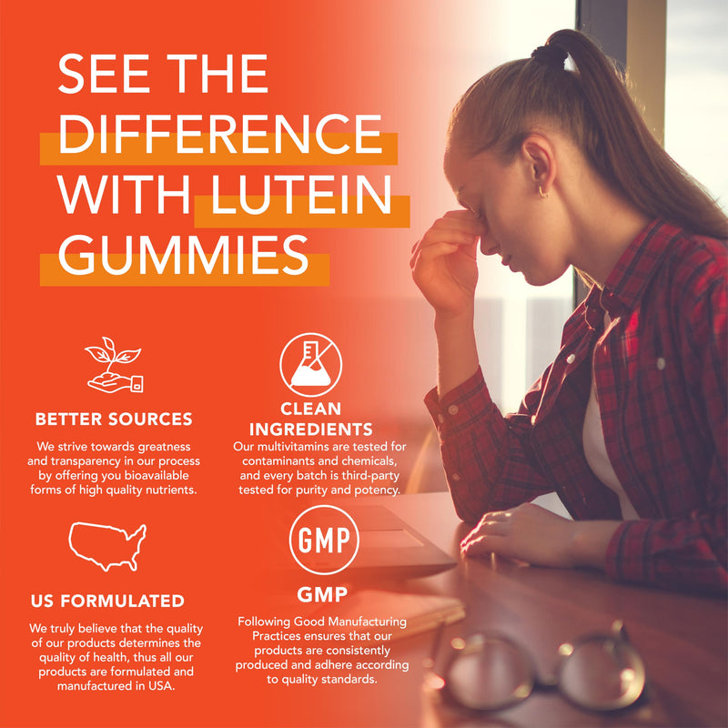 PLANT.O NUTRITION Lutein & Zeaxanthin Gummies - Delicious Vegan Eye Health Vitamins Clinically Studied 20mg Lutein and Zeaxanthin for Vision Clarity Dry Eye Relief and Blue Light Support (Pack of 2) 30 Count (Pack of 2)