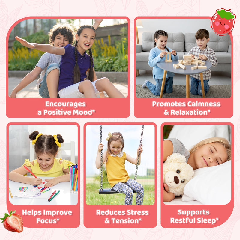 2 Pack Liposomal GABA L-Theanine Drops for Kids - Liquid GABA Supplement with Magnesium, Chamomile, Lemon Balm & Vitamin B6 - Support Relaxation, Focus & Stress Relief for Kids & Adults - Strawberry 2 Fl Oz (Pack of 2)
