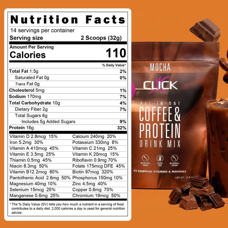 Mocha - Protein Coffee Drink - Double Shot Espresso, Hot and Cold - 15.8 oz | All-in-one protein and coffee meal replacement, 23 essential vitamins, Great hot or cold, Double shot espresso flavor, Potent Mocha 15.8 Ounce (Pack of 1)