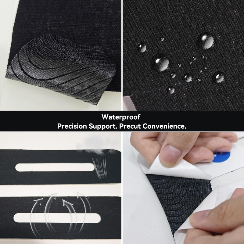[Australia] - Precut Kinesiology Tape for Knees, 12 Pcs Kinesiology Tape for Knee Pain Relief Athletic Tape, Breathable & Latex-Free Waterproof Knee Tape Hypoallergenic Elastic Sports Tape, Black M Black 