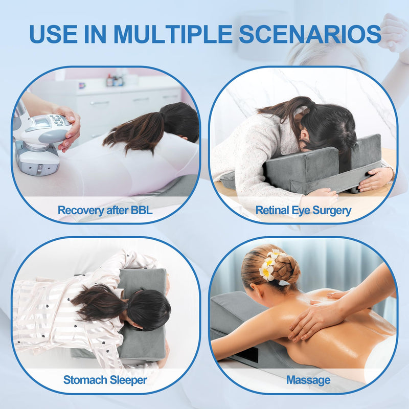 [Australia] - MABOZOO Face Down Prone Pillow, Massage Pillow for After Eye Surgery, Facedown Cushion for Massage, Prone Sleeping, Bed, Retina Surgery, Vitrectomy, M 17*14*6inch 