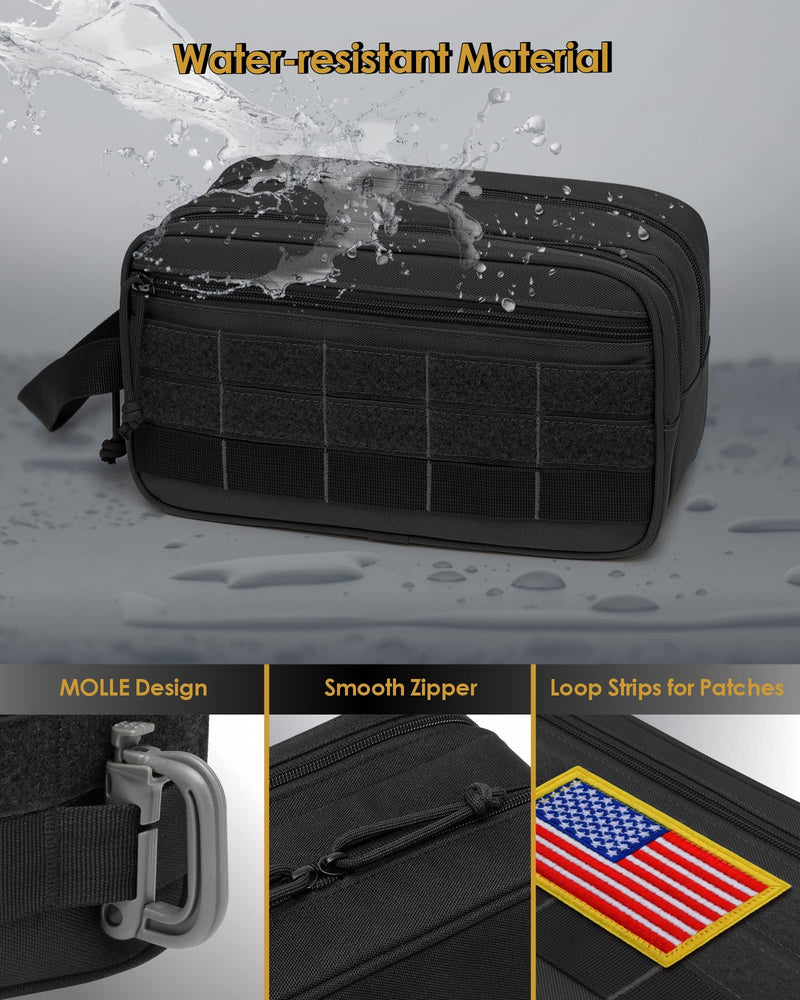 TACTICISM Black Toiletry Bag for Men and Black Camo Dopp Kit, Bundle Sales