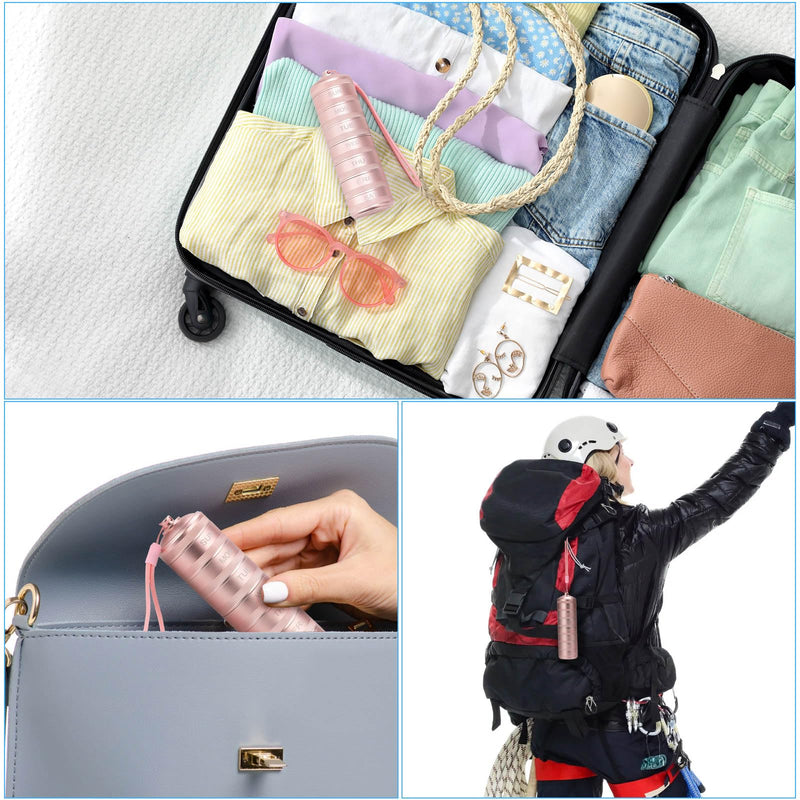 Metal Travel Pill Organizer Weekly - Waterproof Pill Box 7 Day Pill Case | Pill Container for Vitamin Medicine Supplements Fish Oil, Daily medicine Pill Organizer Pink L