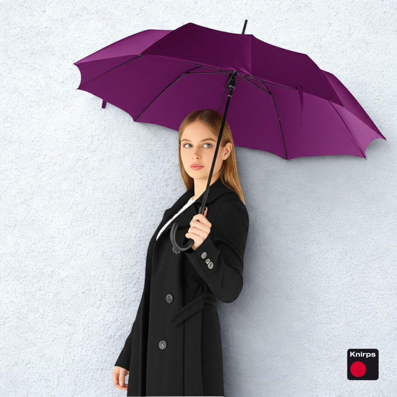 Knirps A.760 Curved Handle Automatic Rain Umbrella for Adults – 42" Canopy, Polyester Case Included Violet