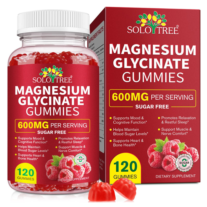 Magnesium Glycinate Gummies, Magnesium Gummies for Kids & Adults, Sleep, Calm & Relaxation Support, Muscle & Energy Boost, 120 Vegan Gummy Supplement (1)