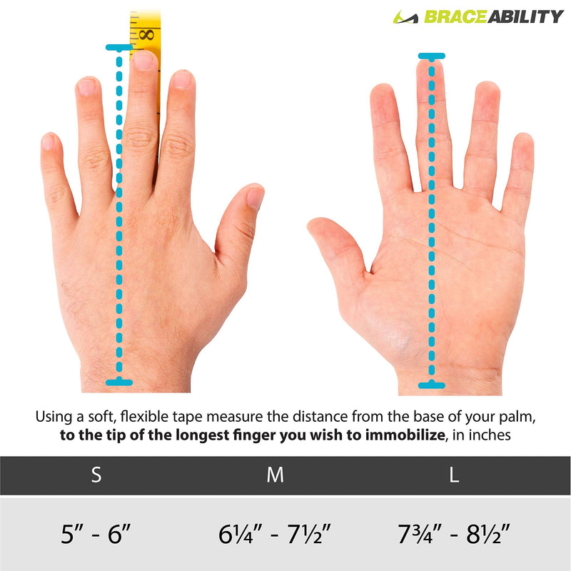 BraceAbility Two Finger Immobilizer - Hand and Buddy Splint Cast for Broken Joints, Mallet or Trigger Finger Extension, Sprains and Contractures to Straighten Middle, Index and Pinky Knuckles (S) Small (Pack of 1)