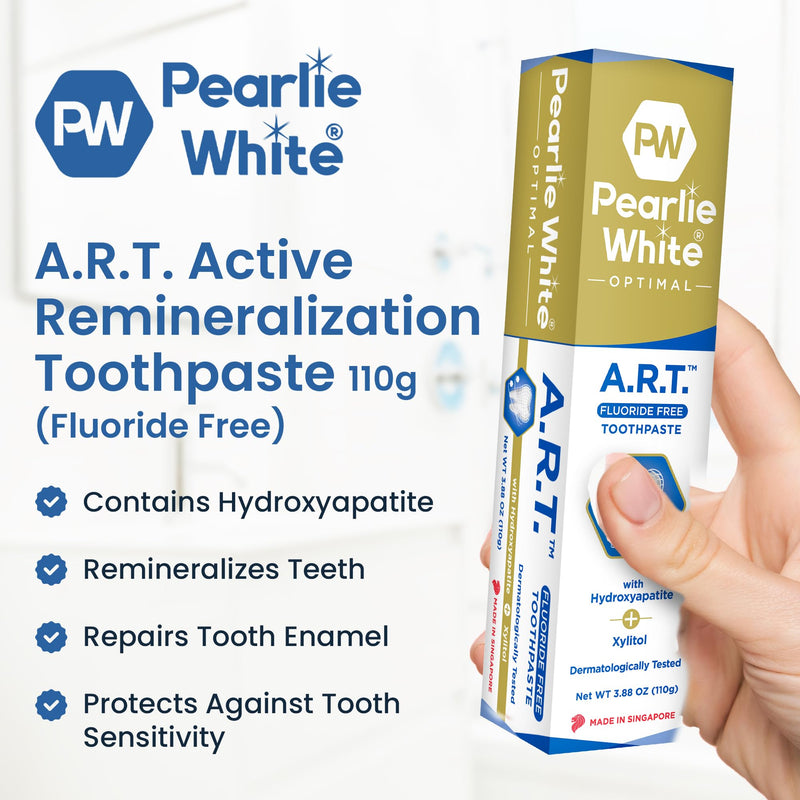[Australia] - Pearlie White Active Remineralization Fluoride Free Toothpaste - 3.8oz/110gm - Hydroxyapatite Toothpaste for Tooth Enamel Repair - Contains Xylitol - Helps Remove Stains - 1 Pack 3.8 Ounce (Pack of 1) 