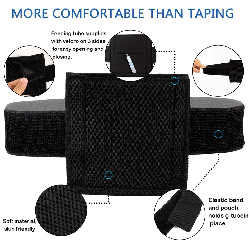 [Australia] - 2PCS Breathable Feeding Tube Belt, Concealment and Comfortable Gastrostomy G Tube Accessories, Peritoneal Dialysis Belt with Mesh Sponge Pad Black Pd Belts Dialysis for Men Women Adults (Black M) 