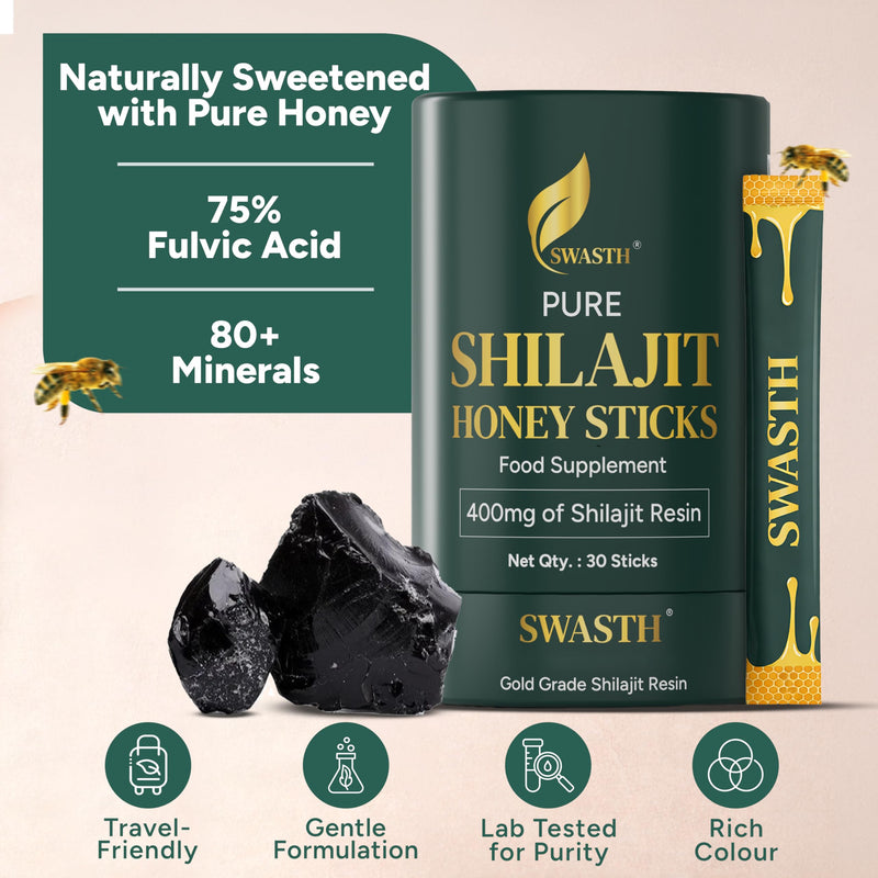Shilajit Honey Sticks 30 Pack - Pure Himalayan Shilajit Resin with Saffron & Natural Honey | 75% Fulvic Acid, 85+ Trace Minerals | Individually Wrapped | Energy & Vitality for Men & Women Shilajit Honey Sticks