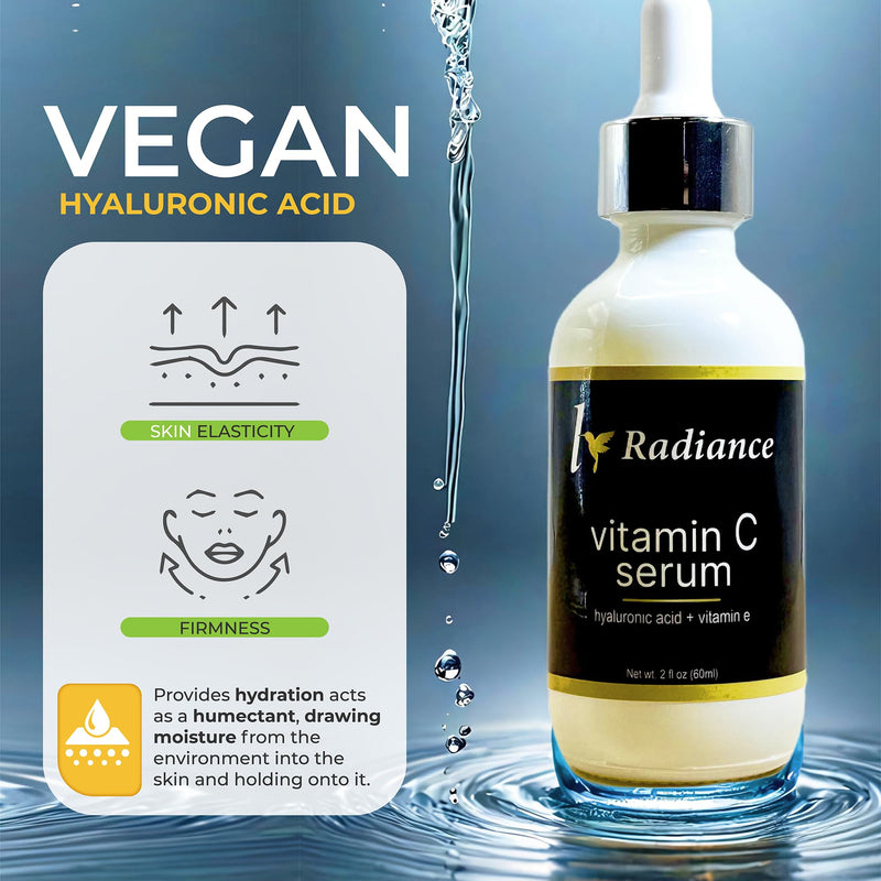 Vitamin C Serum with Hyaluronic Acid and Vitamin E, Anti-Aging Face Serum for Dark Spots, 2 fl oz.