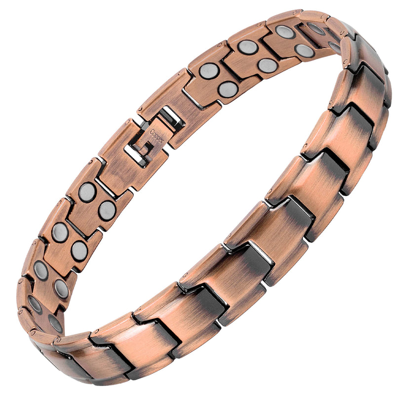 [Australia] - MagnetRX® Pure Copper Bracelet for Men – Effective Ultra Strength Magnetic Copper Bracelets – Adjustable Bracelet Length with Included Sizing Tool (Leo Style) Leo Style 