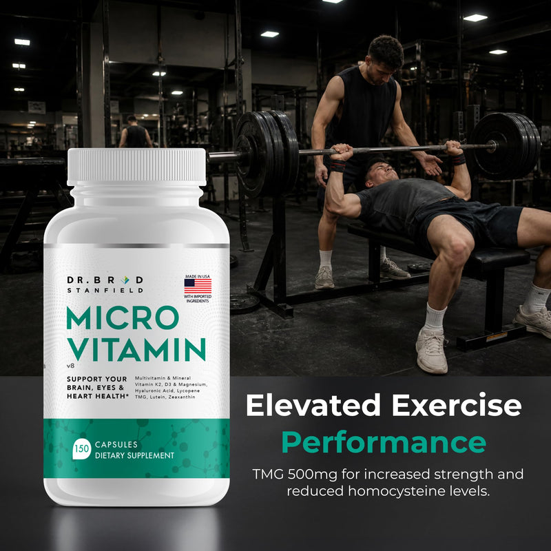 Dr Brad MicroVitamin | Methylated Multivitamin + Lutein/Zeaxanthin + D3/K2 | B-Complex (P5P, Methylfolate, Methyl-B12) + Chelated Trace Minerals + Magnesium Taurate + TMG + Hyaluronic Acid + Lycopene