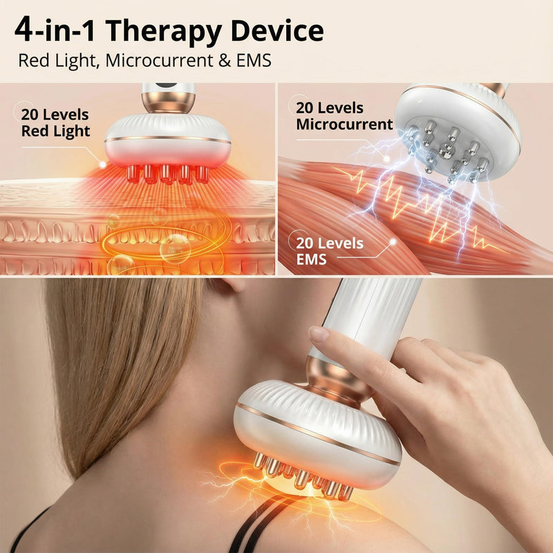4-in-1 Lymphatic Drainage Massager - Body Sculpting Machine - Anti Cellulite Massage Tool for Cellulite Reduction, Fat, Pain Relief on Legs, Arms, Belly, Butt & Stomach