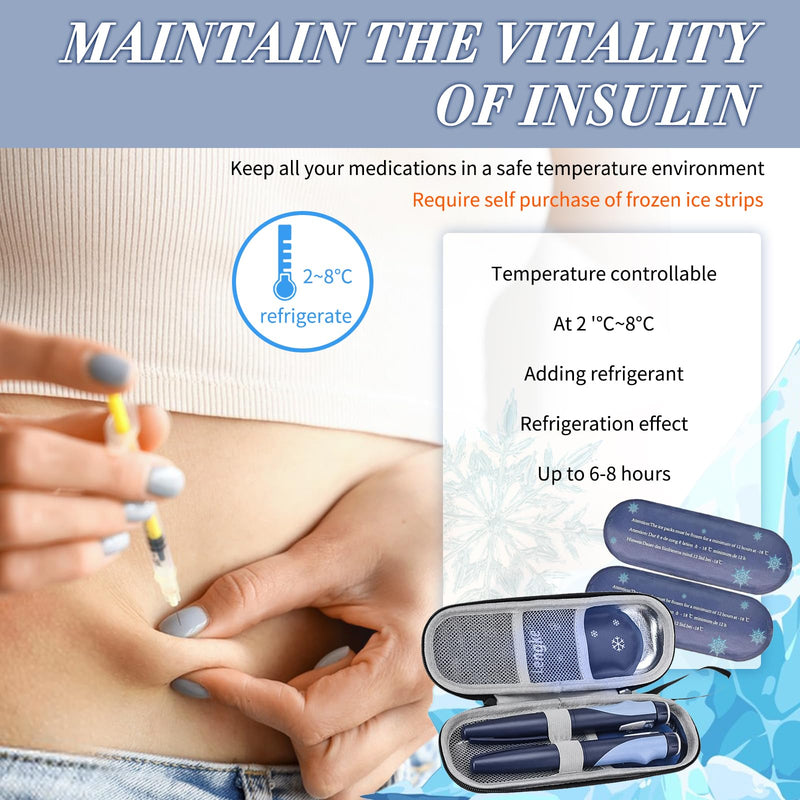 [Australia] - Insulin pen bag for on the go, diabetic bag space for insulin pens and more, diabetes bag ideal for insulin pen, insulin syringes, medication, medical, blue 