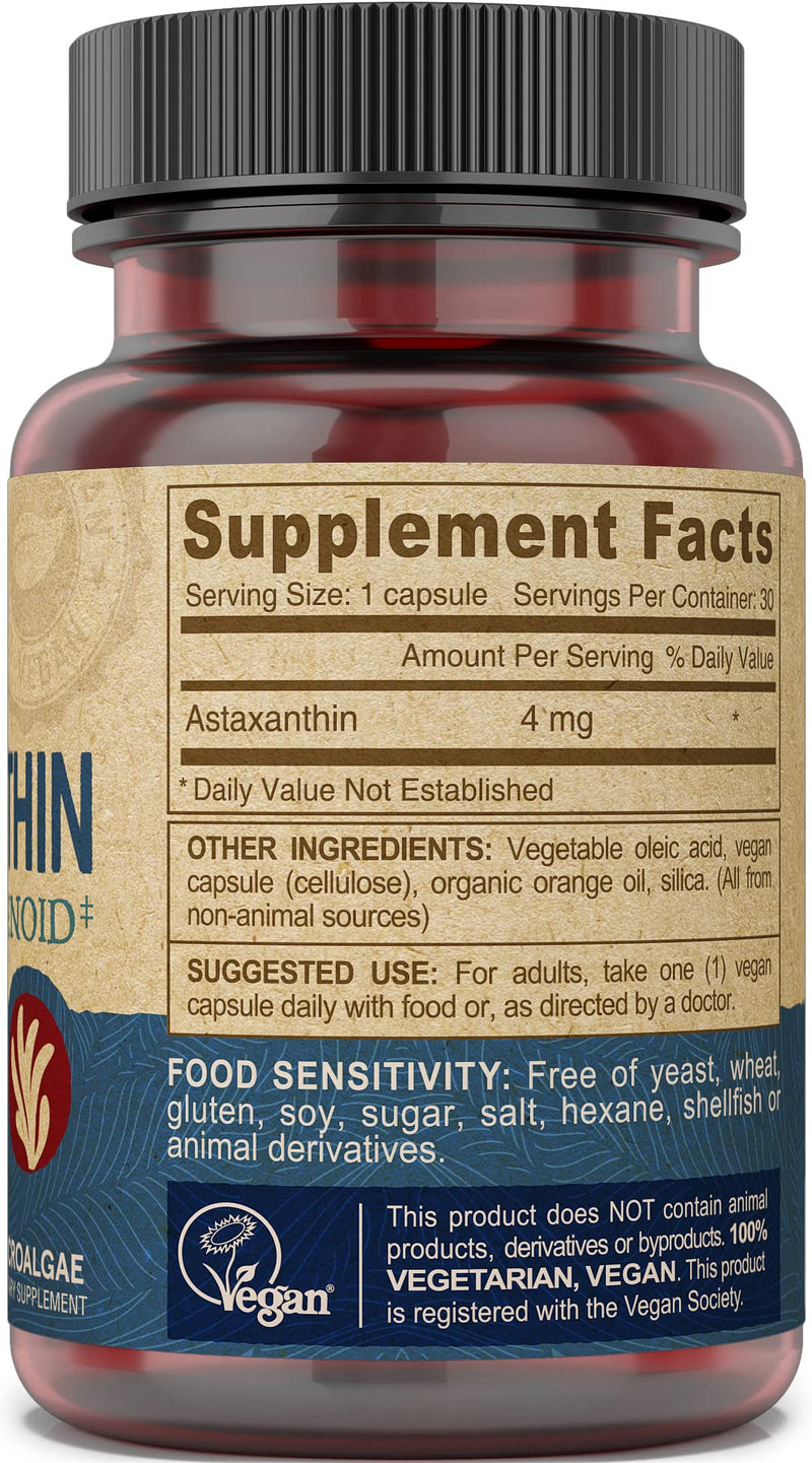 [Australia] - DEVA Nutrition Vitamins Astaxanthin 4mg, Vegan, Made from Haematococcus Pluvialis Microalgae, 30 Capsules, 2-Pack 30 Count (Pack of 2) 