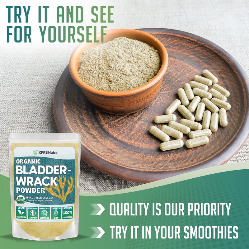 [Australia] - XPRS Nutra Organic Bladderwrack Powder (Fucus Vesiculosus) - Premium Bladderwrack Organic Powder for Glowing Skin - Vegan Friendly Bladderwrack Herb Iodine Supplement (4 Ounce) 4 Ounce (Pack of 1) 