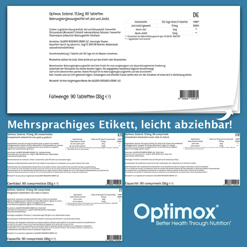 [Australia] - Optimox, Iodoral, 90 vegan tablets, 12.5mg iodine per dose, gluten free, soy free, GMO free, neutral in taste 90 tablets 