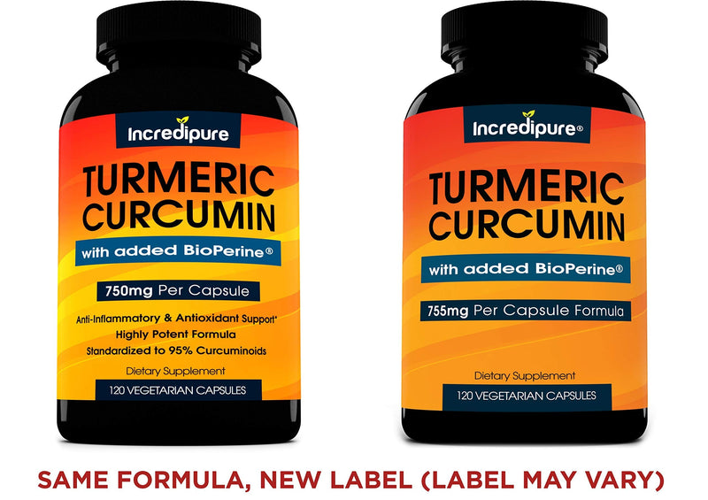 [Australia] - Turmeric Curcumin Supplement w/ BioPerine - 755mg Per Capsule, 120 Veggie Caps by Curcumin Incredipure 
