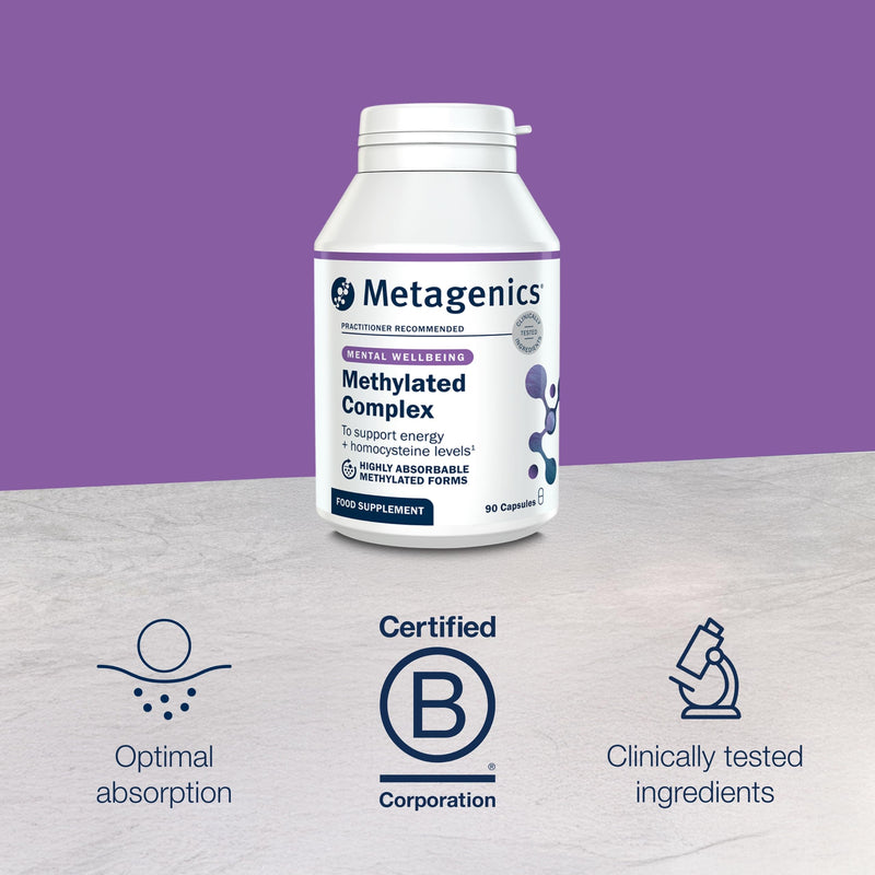 Metagenics Methylated Complex - for Homocysteine Metabolism & Energy - with Active B12, B6, Folate & Betaine - 90 Capsules