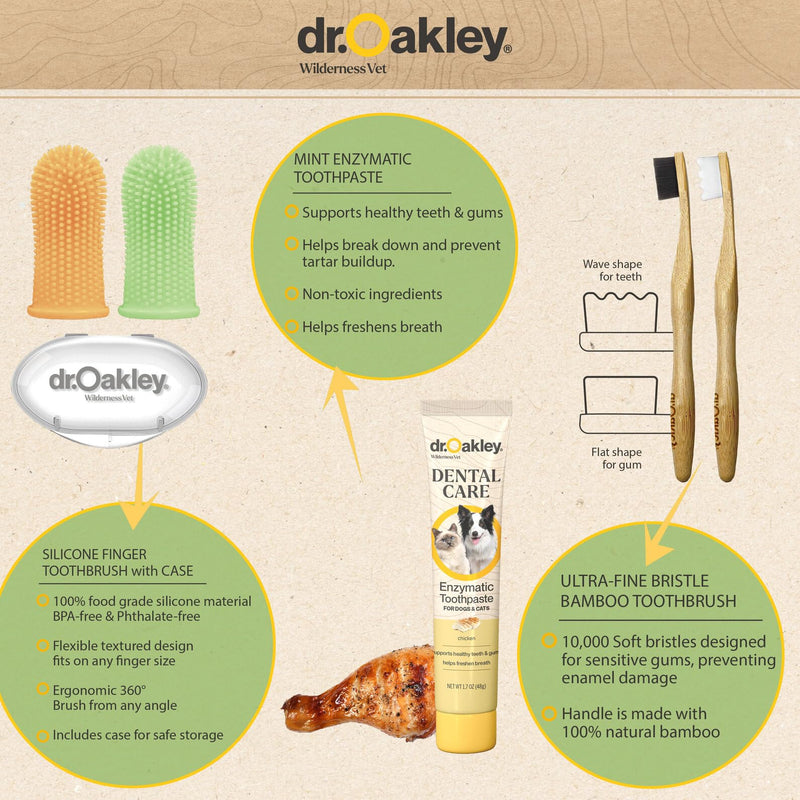 Total Dental Care Kit for Dogs & Cats: Chicken Flavor -Toothpaste, Brushes, and Case, Natural - PawsPlanet Australia