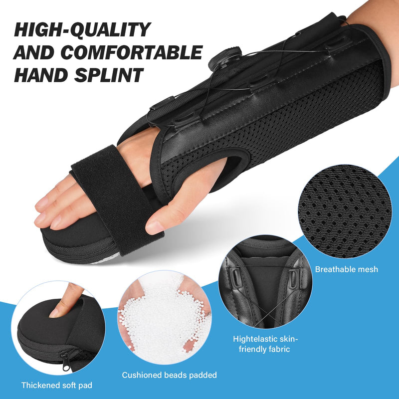 Resting Hand Splint Stroke Hand Brace for Pain Relief Arm Wrist Finger Splint for Carpel Tunnel,Stroke, Tendonitis, Sprain, Arthritis (Black, Medium) Black