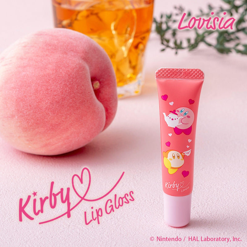 Kirby Peach Lip Gloss for Girls, Hydrating Lip Gloss for Women with Tea Leaf, Rose& Star Fruit Extract & Vitamin E, Cute Lip Oil, Lip Balm & Lip Moisturizer Made in Japan, Peach Tea 1
