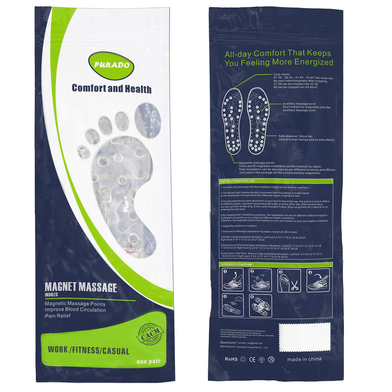 [Australia] - Magnetic massage insoles, healthy and breathable foot acupoint massage insoles magnetic - suitable for everyday use acupressure shoe insoles - promote blood circulation - relieve fatigue 43-44 transparent 