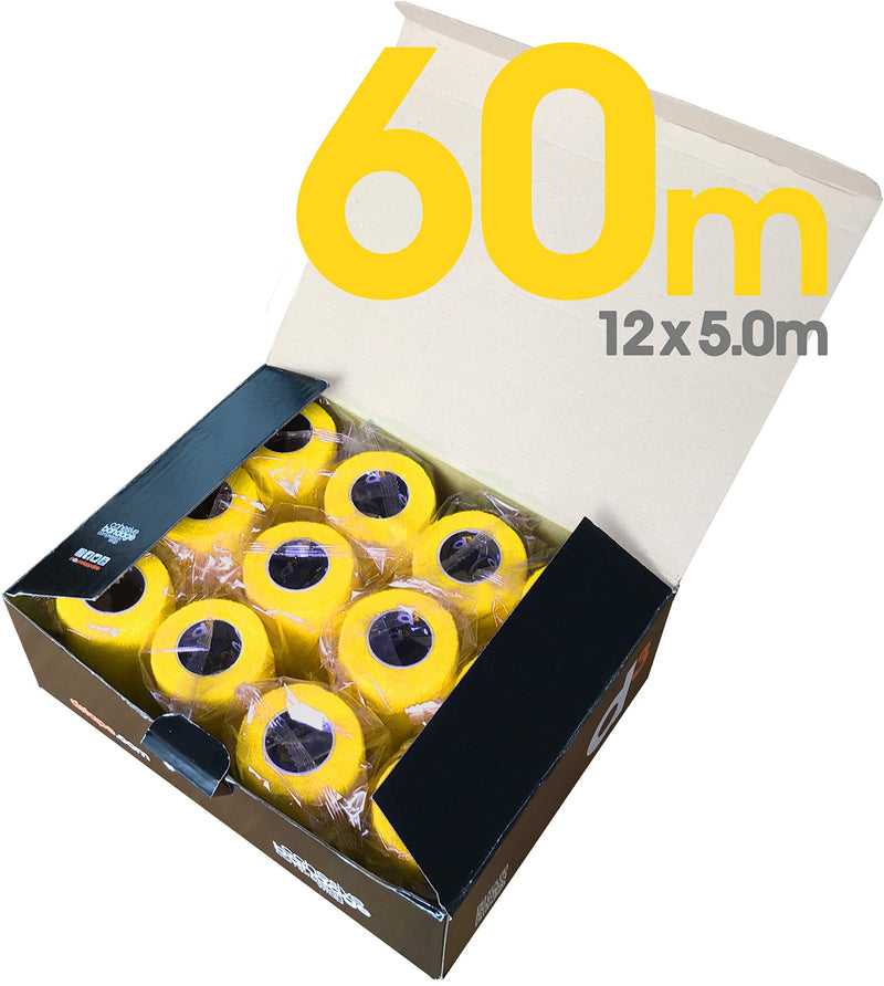d3 Cohesive Bandage Compression Wrap Extra Wide Yellow 100mm x 5 metres (12 Rolls) Sports Physio Joint Injury Support Strapping Horses, Dogs Pet & Vet Leg Wrap 12 Rolls