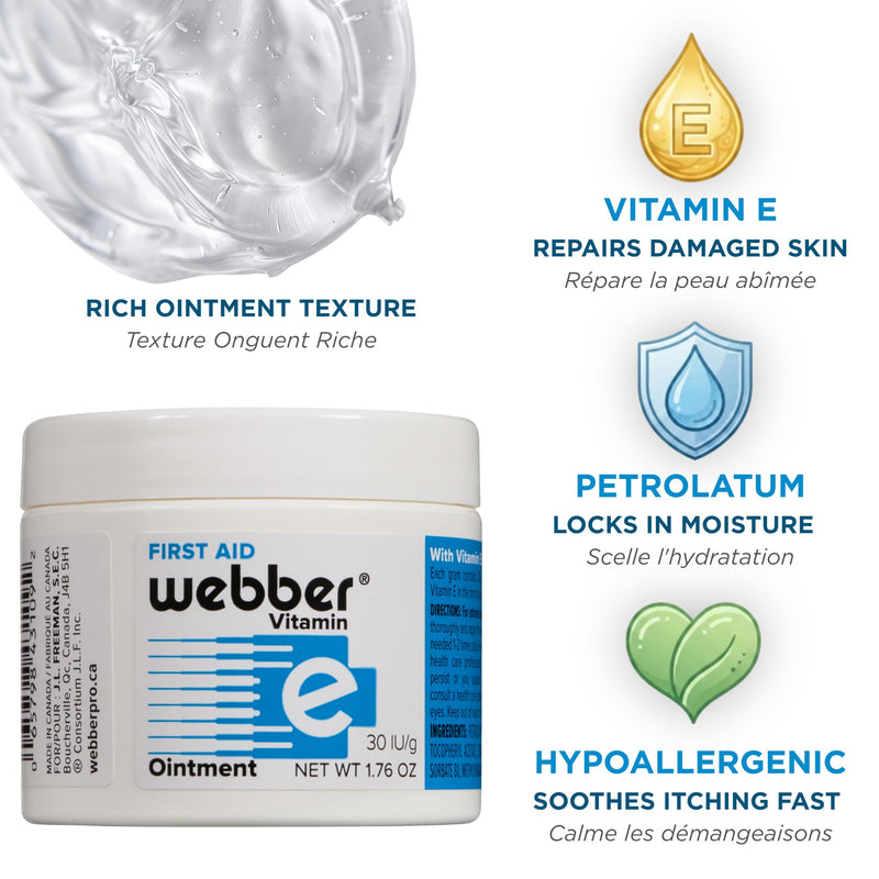 Webber Natural First Aid Ointment, Protects and Provides Fast Healing with Vitamin E to Fight Scars from Cesarean and Cuts, Burns from Tattoos, Wrinkles, Acne and Very Dry Skin