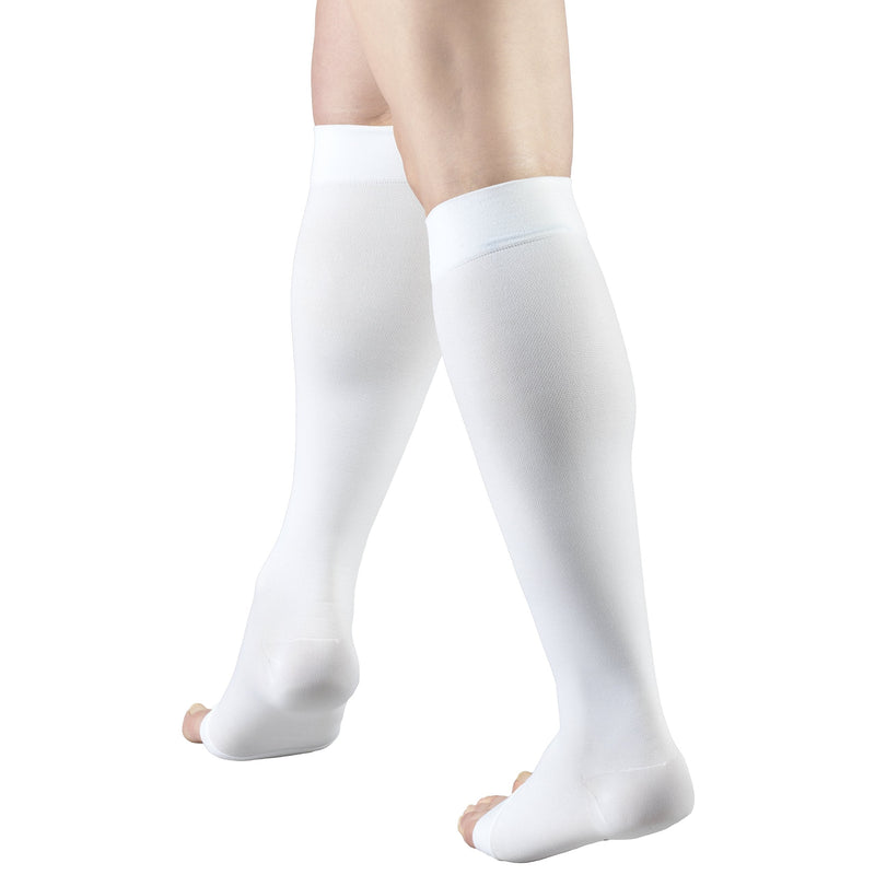 [Australia] - Truform Surgical Stockings, 18 mmHg Compression for Men and Women, Knee High Length, Open Toe, White, Large Large (1 Pair) 
