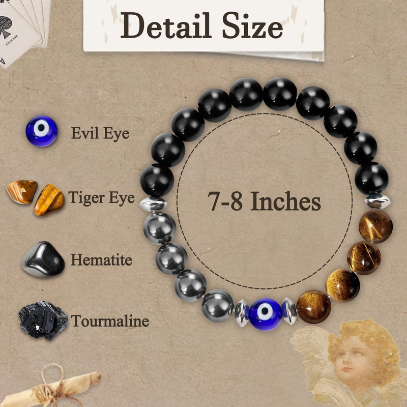 [Australia] - SmileBelle Protection Bracelet for Men Women, Amethyst Bracelet as Get Well Gifts for Women After Surgery Evil Eye Bracelets as Boss Day Gifts Healing Bracelets for Inspirational Gift Black Protection 