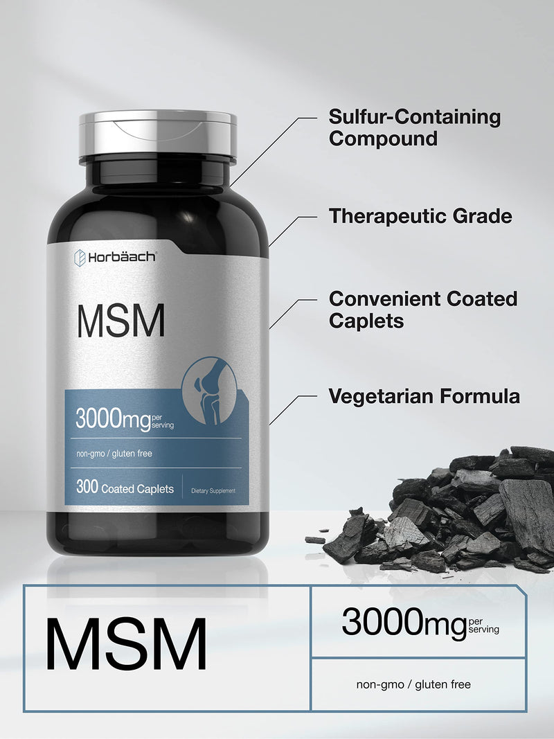 [Australia] - Horb√§ach MSM Supplement | 3000mg | 300 Coated Caplets | Methylsulfonylmethane with Calcium | Vegetarian, Non-GMO, Gluten Free 
