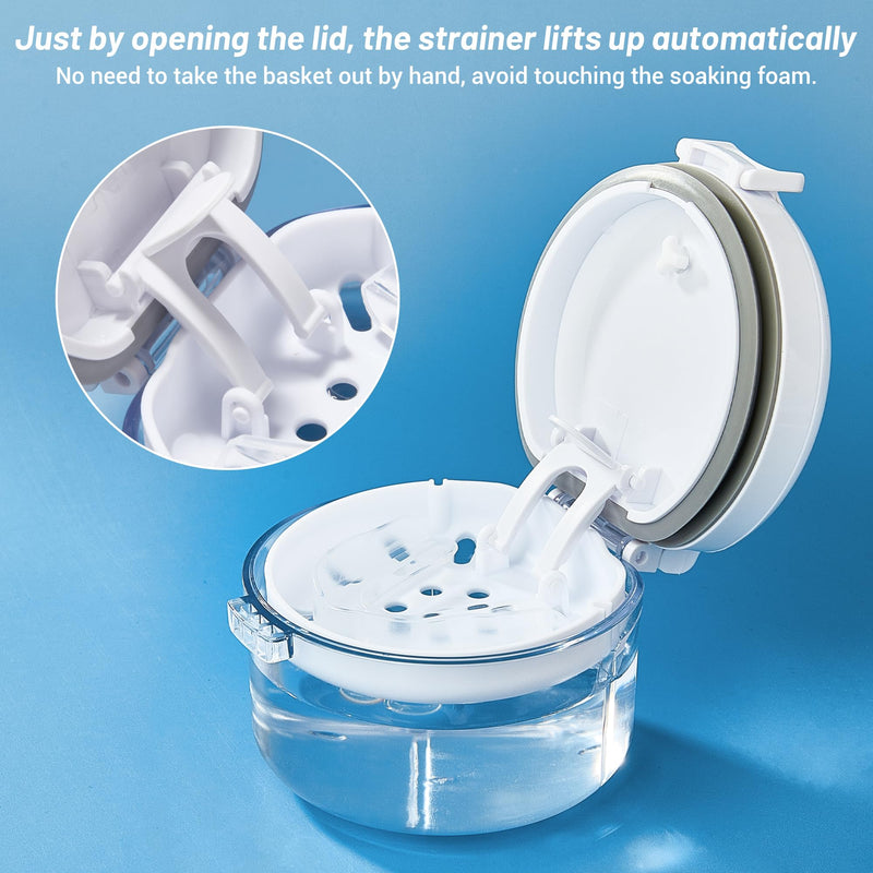 [Australia] - 1 Pcs Automatic Rising Denture Bath Box Cup Complete Clean Care for Dentures Braces Cleaner Cup 
