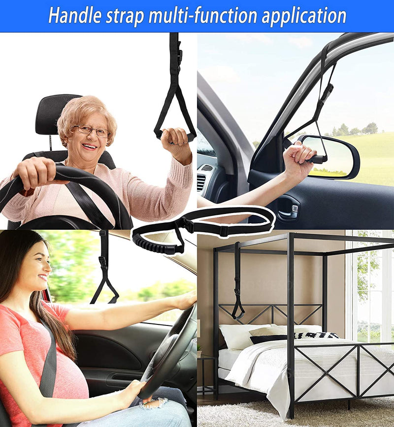 [Australia] - Car Door Handle for Elderly Car Assist Support Handle Multifunction Car Door Latch Bar for Seniors and Handicapped Blue - 1 Pack Handle + Strap 