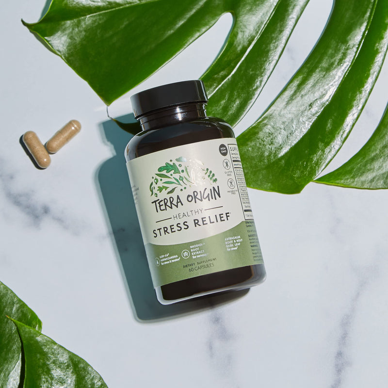 [Australia] - TERRA ORIGIN Healthy Stress Relief Capsules | 60 Capsules | Rhodiola Extract, Astragalus Root, Holy Basil and KSM-66 Organic Ashwagandha 